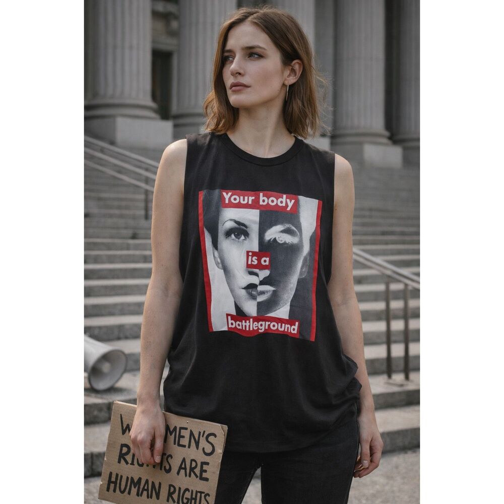 Barbara Kruger “Your Body Is a Battleground” Muscle Tank XXL The Broad